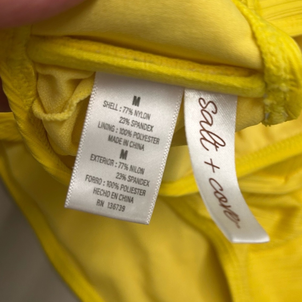 Women’s 2-Piece Salt + Cove Bright Yellow Ribbed Swimsuit. Size M - Picture 9 of 9